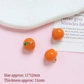 Miniature orange fruit charms 11x12mm in gold plated copper with bright orange enamel - Orange