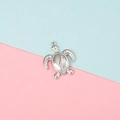 Polished silver sea turtle pendant accessory with top ring on colorful background - Simple Polished Sea Turtle Style (11#)