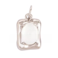 Silver copper pendant with a white oval gemstone and closed ring for DIY jewelry - L229117-Opal White Gold