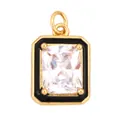 Rectangular gold-plated pendant with black enamel inlay and clear cubic zirconia stone - Rectangle-Black