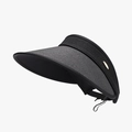 Chic black women's UV protection sun visor hat with a textured brim for outdoor activities - Adjustable / Black