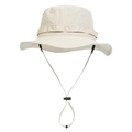 Close-up of beige outdoor sun hat showing moisture-wicking fabric and adjustable chin strap - M (56-58cm) / Beige
