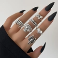 Set di anelli gotici argento con motivi a farfalla e scorpione per donna - Gotico Scuro Set Anelli Scorpione Teschio 6 Pezzi / Argento