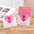 Pink watercolor heart shape thank you card set for flower shop on wood background - Thank You / Salmon Pink