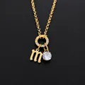 Collier en acier inoxydable plaqué or 14K avec petite lettre m et pendentif cristal - Lettre M