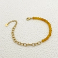 Elegante gouden roestvrijstalen armband met gele gefacetteerde kristallen kralen - Gele Stijl (TZ-B0267-02-yellow)