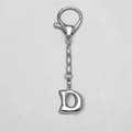 Llavero de letra D del alfabeto estilo burbuja 3D en plata pulida con cierre de langosta - Letra D