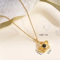Collana corona dorata con pietra di proiezione Ti amo in 100 lingue e cristalli - Corona 2278 (Z351)