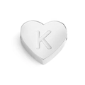 Stainless steel heart pendant charm with letter K engraving for DIY jewelry - Letter K (Silver)