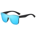 Gafas de sol polarizadas de pantalla con lentes de espejo azul y montura negra mate - Talla única / Marco Negro/Lente de Espejo Azul Hielo
