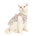 Hundekleid mit Blumenmuster und rosa Schleife für kleine Katzen aus Baumwolle - XS / Rosa Zitrone