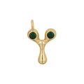 18K gold plated letter Y pendant with green zircon stones and water drop shape - Pendant Only (Without Chain) / Letter Y