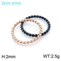 2-piece set of 2mm stainless steel twisted rings in rose gold and black finish - US 7