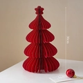 Red 30cm honeycomb paper Christmas tree ornament with star topper and folding design - Solemn Red Star Tree