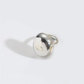 Minimalist silver mirror finish metal open ring with smooth spherical bold dome design - Oval (Silver)