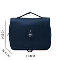 Navy blue travel toiletry bag with handle and size dimensions 24cm by 18cm by 10cm - Navy Blue