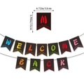 Welcome Back school banner with swallowtail flags, size 4.72x5.90 inches per card - Welcome Back Swallowtail Banner
