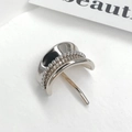 Polished silver metal ponytail hair clip with beaded edges and hook closure - 7# Silver Pearl Hook