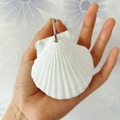 Handheld white shell-shaped notebook keychain with natural texture and metal ring - Small Xiayi Shell Memo Pad / Approx. 6-9cm