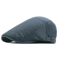 Dark grey breathable mesh newsboy cap with adjustable metal side buckle and summer sun visor - Dark Gray