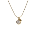 Elegante collana a catena serpente dorata con ciondolo tondo in opale occhio di gatto - Oro