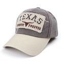 Detail of vintage washed baseball cap with Texas embroidery and frayed patch design - Adjustable / Beige Brim Coffee Cap