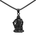 Collar con colgante Ganesha vintage de acero inoxidable negro con cadena box para hombre - Colgante Suelto Negro
