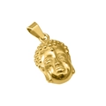 18K gold plated stainless steel Buddha head pendant with high polished finish - Pendant Only / Gold