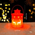 Red Christmas lantern with reindeer cutout and warm LED light, dimensions 12x7cm - Portable Lantern / Red Reindeer
