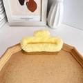 Large bright yellow plush shark hair claw clip made of soft faux fur for thick hair - Goose Yellow