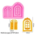 Pink silicone mold for European arch window and shutter fondant cake decorations - 15-608 Window Mold / Pink
