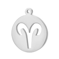Polished silver Aries zodiac constellation symbol pendant for necklaces - Steel Color Aries (KLJ4488-Z)