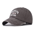 Cappellino da baseball vintage in tela grigio scuro lavata con ricamo Brooklyn - caffè