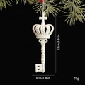 Vintage crown key Christmas pendant in cream white finish with 15cm height dimensions - Key - Antique Gold