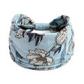 Hellblaues Paisley Yoga-Stirnband mit Blumenmuster und elastischem Gummizug - Hellblau Weiß Abstraktes Blumenmuster (#90)