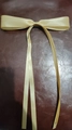 Bright yellow polyester satin bow hair clip with elegant double streamers design - Champagne
