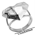 Detail showing the 1.8cm geometric heart dimensions and 1.7cm adjustable inner ring size - Silver