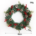 Artificial Christmas wreath with red berries, pine cones and cedar on white background - 40CM Style B