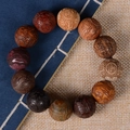Engraved multi-wood Buddhist bracelet featuring 13 unique rosewood and sandalwood beads - Multicolor (20mm*12 Beads Premium Wealth Design)