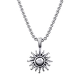 Vintage sun pendant necklace in antique silver finish with detailed sunburst rays - Sun Radiant Pattern Pendant (No Chain Included) (C0315)