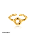 Adjustable 18K gold letter ring featuring a polished bubble bead band design - Letter O Style (T249_15)