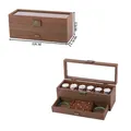 Double layer walnut wood watch box with transparent glass window and jewelry drawer - 6-Slot Walnut Double Layer
