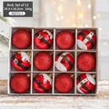 Set of 12 red Christmas tree ornaments with glitter and Santa belt design - 6CM Red Set (Style A)/12pcs