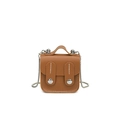 Mini sac bandoulière vintage marron pour enfant avec coutures blanches et chaîne - Marron
