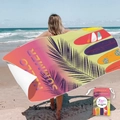 Sand-free microfibre beach towel set with Hello Summer surfboard print and drawstring bag - Dusk Surfing (Single-sided Print with Cloth Bag)