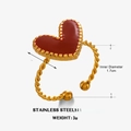 18K vergoldeter Edelstahlring mit rotem Herzdesign und gedrehtem Spiralarmband - Rot