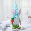 Gnome de Pâques en peluche vert menthe et rose avec oreilles de lapin, hauteur 26 cm - Vert