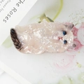 Ragdoll cat hair claw clip with mother-of-pearl finish and blue eyes on a floral card - Creamy Ragdoll