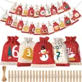Calendario dell'Avvento 24 giorni con sacchetti in iuta, mollette in legno e corda di canapa - Calendario dell'Avvento Stile 7 10x15cm