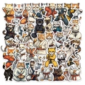 Lot de 50 autocollants de chats kung-fu pour la décoration d'ordinateurs et tablettes - Ensemble Complet Chats Kung Fu